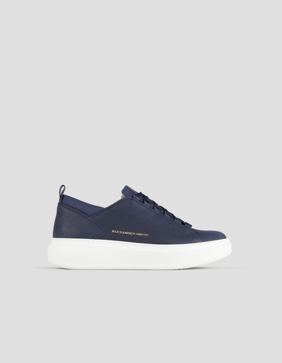 Sneakers Alexander Smith wembley man in blue bottalato nubuck and smooth leather details - 1