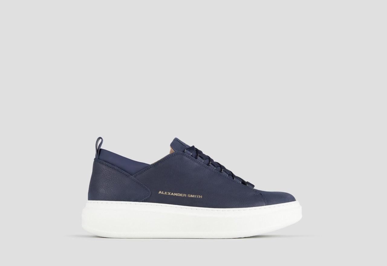 Sneakers Alexander Smith wembley man in blue bottalato nubuck and smooth leather details - 1