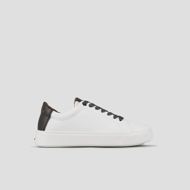 Sneakers Alexander Smith london man in white palmellato leather and dark grey heel - 1
