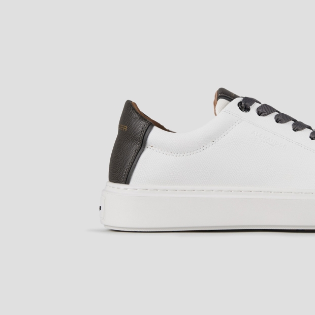 Sneakers Alexander Smith london man in white palmellato leather and dark grey heel - 2