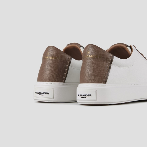 Sneakers Alexander Smith london man in white palmellato leather and light brown heel - 4