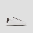 London Man in white smooth leather and dark brown heel
