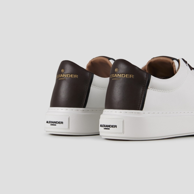 Sneakers Alexander Smith london man in white smooth leather and dark brown heel - 4