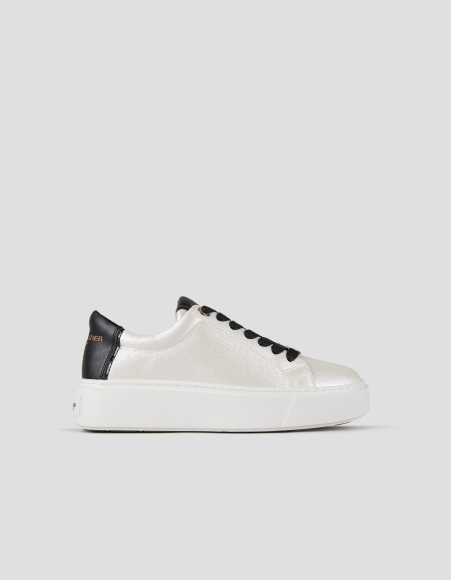 Sneakers Alexander Smith london high woman in white pearly bottalata leather and black heel - 1