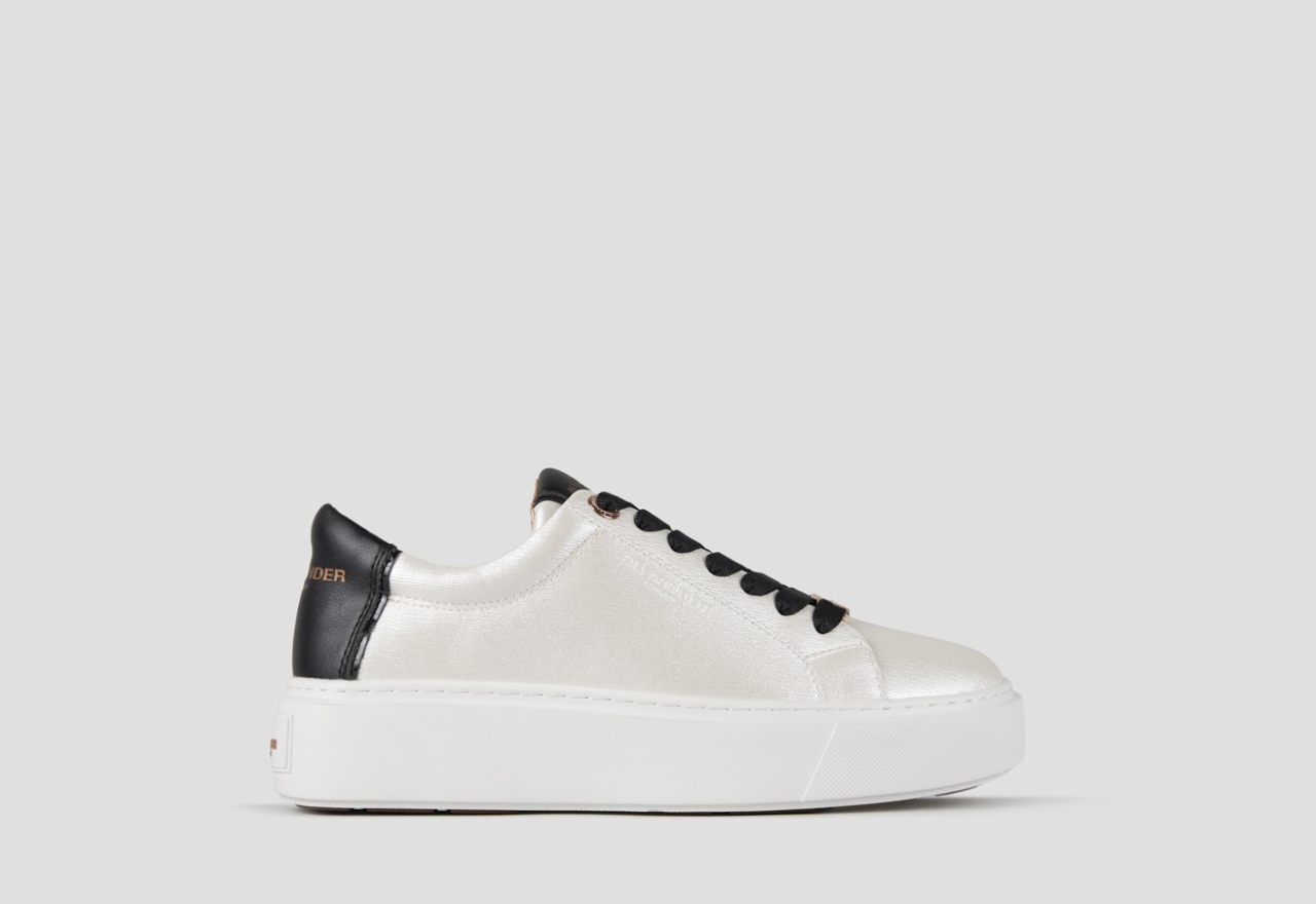 Sneakers Alexander Smith london high woman in white pearly bottalata leather and black heel - 1