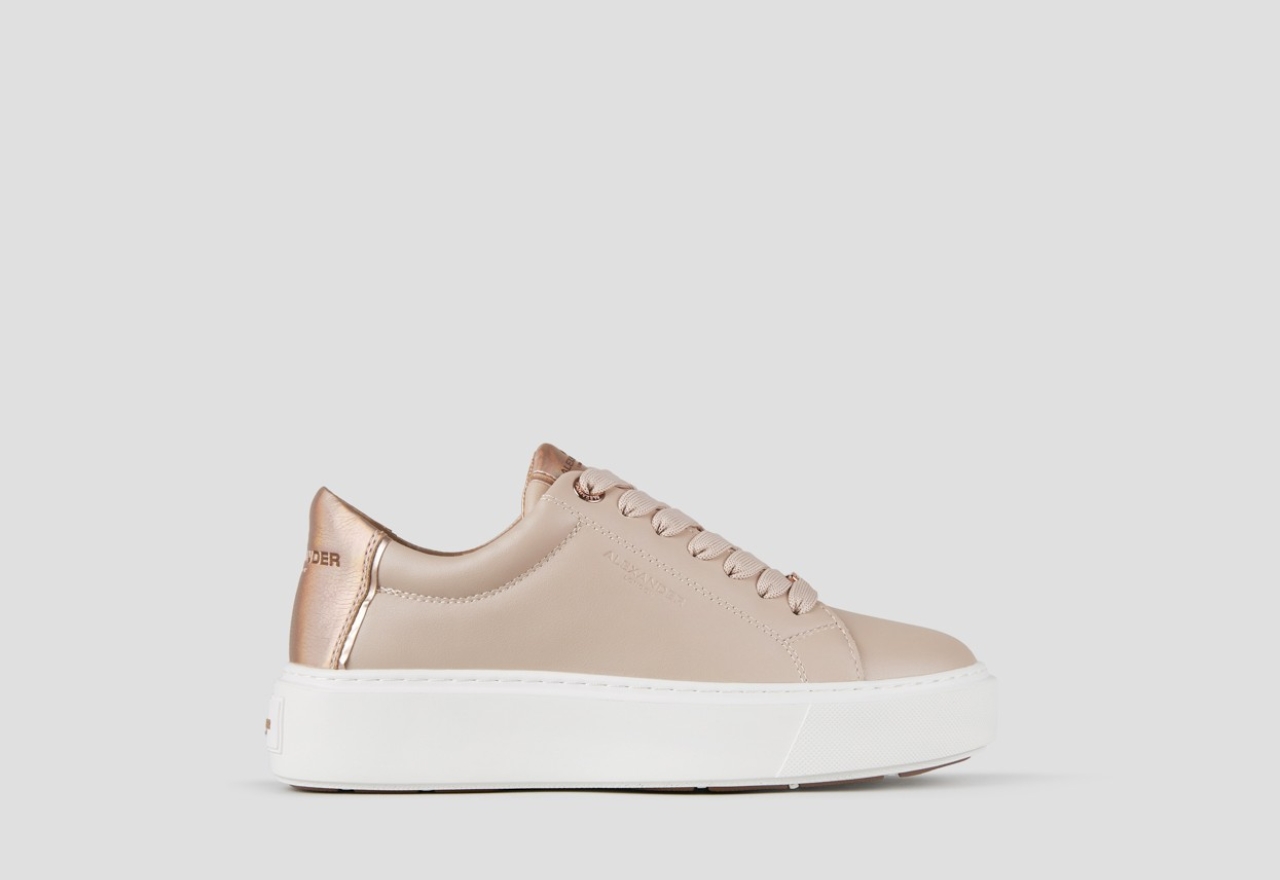 Sneakers Alexander Smith london high woman in beige smooth leather and copper laminated heel - 1