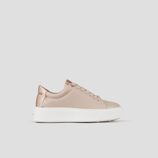 Sneakers Alexander Smith london high woman in beige smooth leather and copper laminated heel - 1