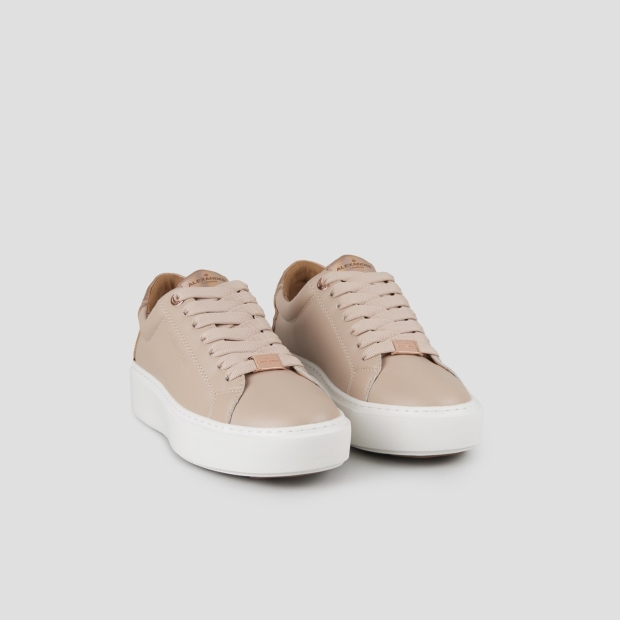 Sneakers Alexander Smith london high woman in beige smooth leather and copper laminated heel - 3