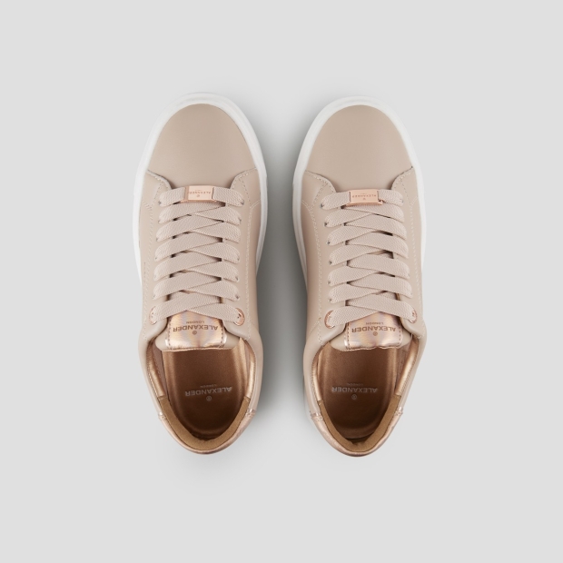 Sneakers Alexander Smith london high woman in beige smooth leather and copper laminated heel - 5