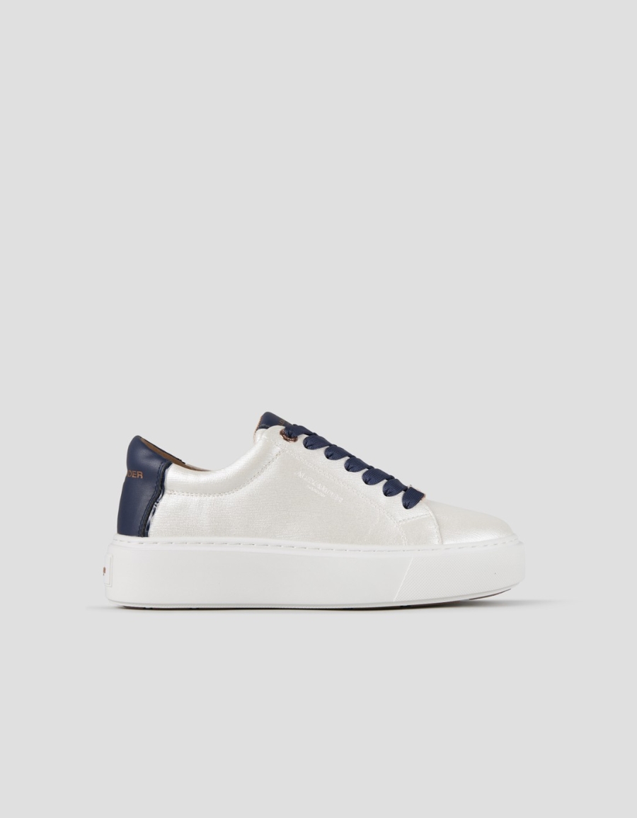 Sneakers Alexander Smith london high woman in white pearly bottalata leather and blue heel - 1