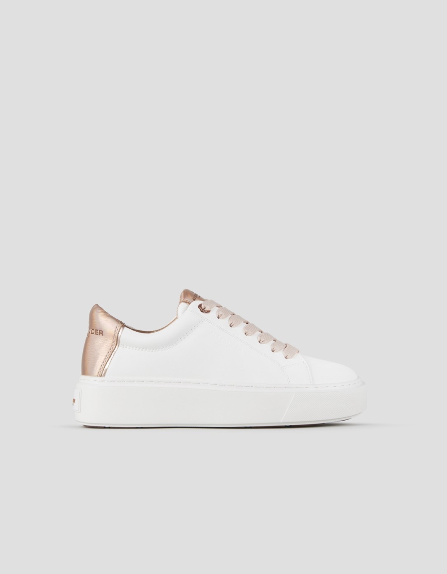 Sneakers Alexander Smith london high woman in white smooth leather and copper laminated heel - 1