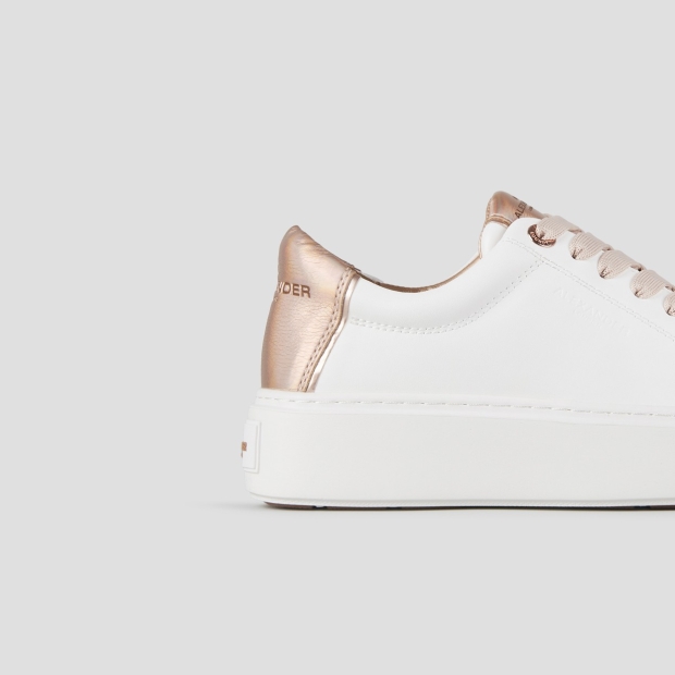Sneakers Alexander Smith london high woman in white smooth leather and copper laminated heel - 2