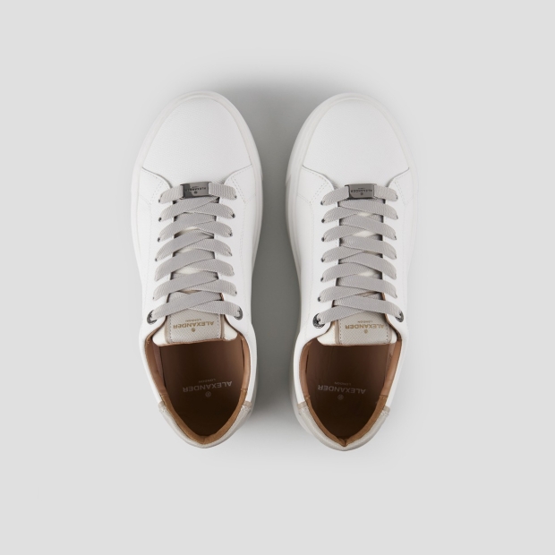 Sneakers Alexander Smith london man in white palmellato leather and light grey heel - 5