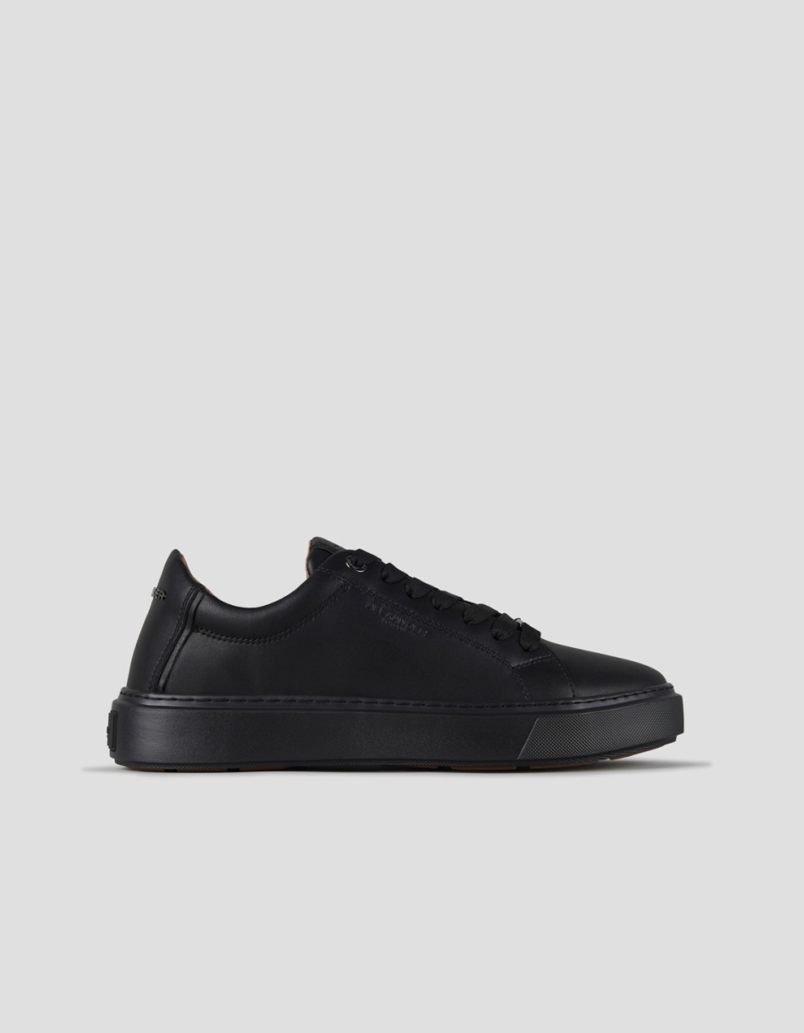 Sneakers Alexander Smith london man in black leather, black sole and metallic logo - 1