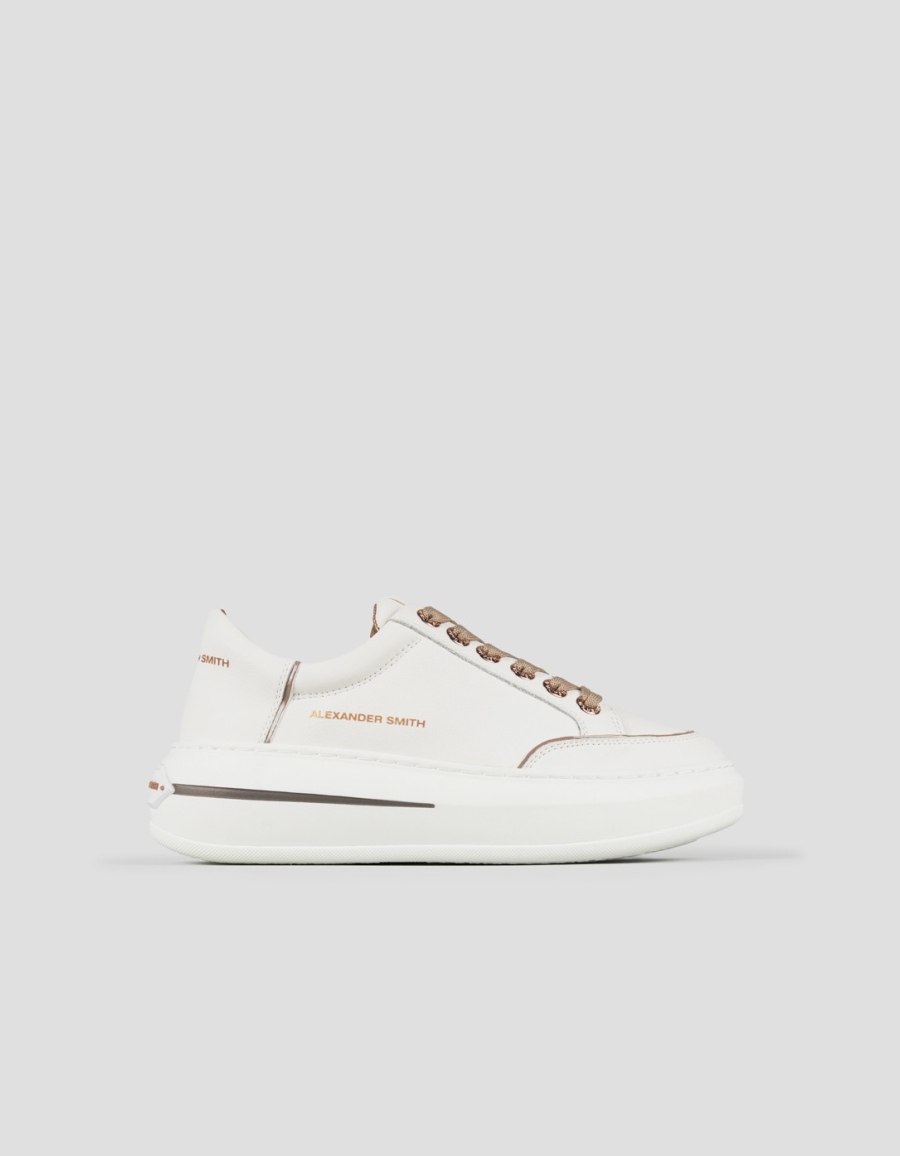 Sneakers Alexander Smith lancaster woman in white bottalato leather and sand details - 1