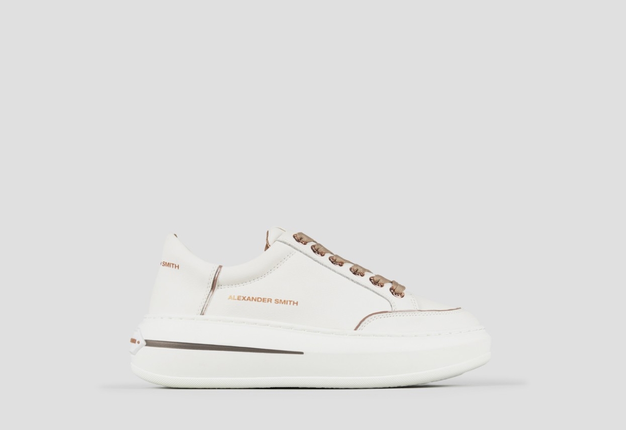 Sneakers Alexander Smith lancaster woman in white bottalato leather and sand details - 1