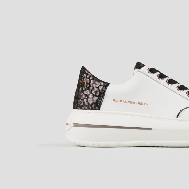 Sneakers Alexander Smith lancaster woman in white leather and spotted laminated bronze heel - 2