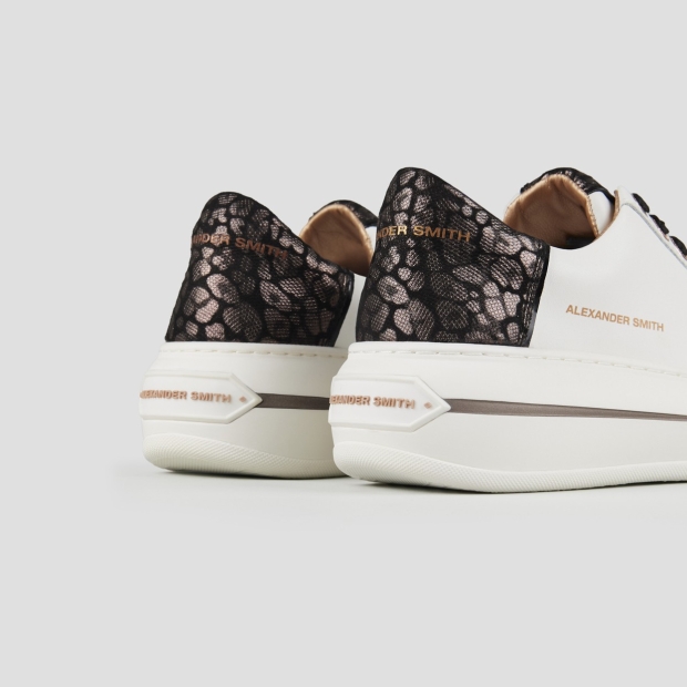 Sneakers Alexander Smith lancaster woman in white leather and spotted laminated bronze heel - 4