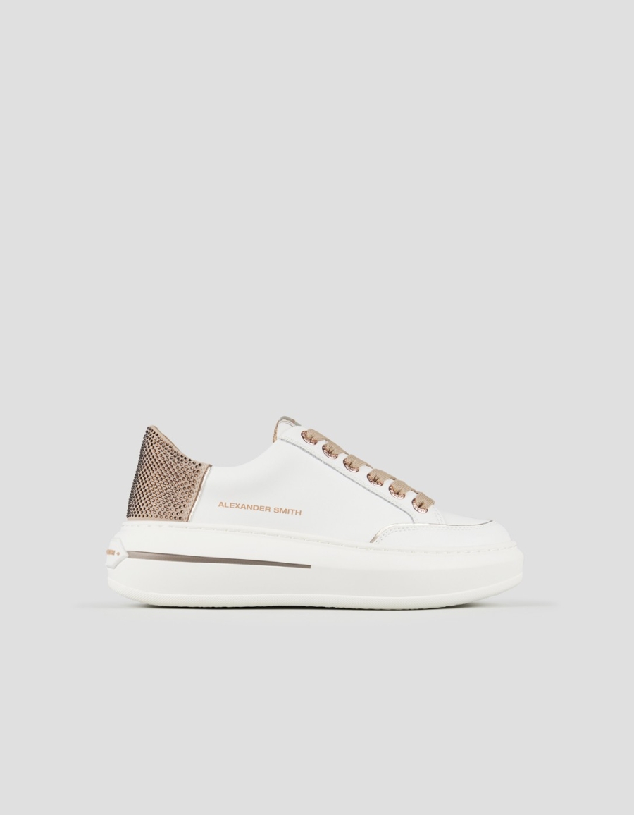 Sneakers Alexander Smith lancaster woman in white leather and beige heel with microstuds - 1