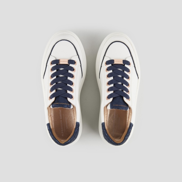Sneakers Alexander Smith lancaster woman in white leather and spotted laminated blue heel - 5