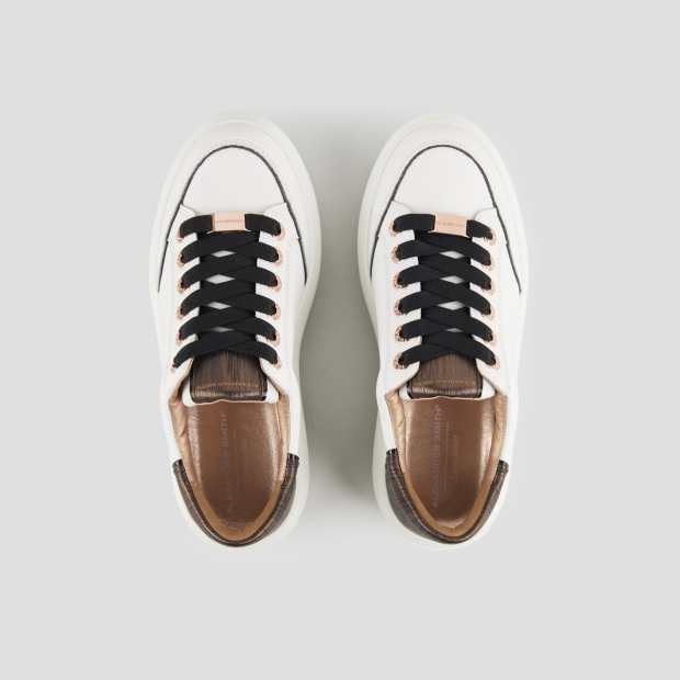 Sneakers Alexander Smith lancaster woman in white leather and striped laminated copper heel - 5