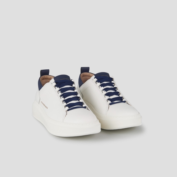 Sneakers Alexander Smith wembley man high frequency in smooth white leather and blue details - 3