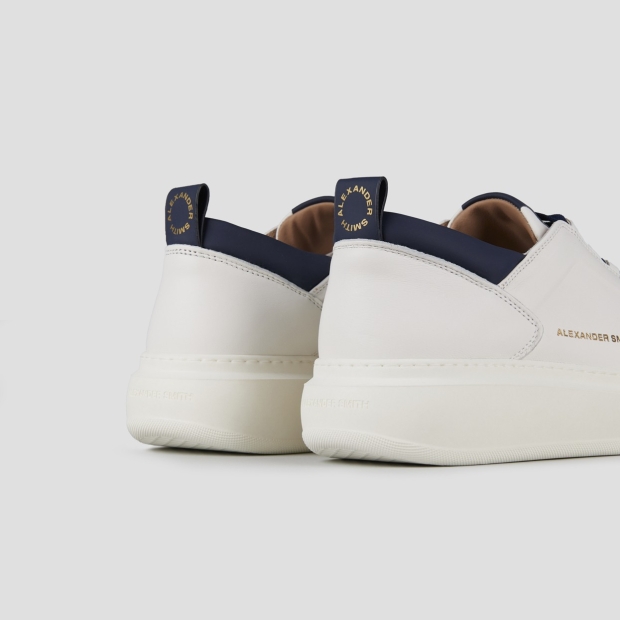 Sneakers Alexander Smith wembley man high frequency in smooth white leather and blue details - 4