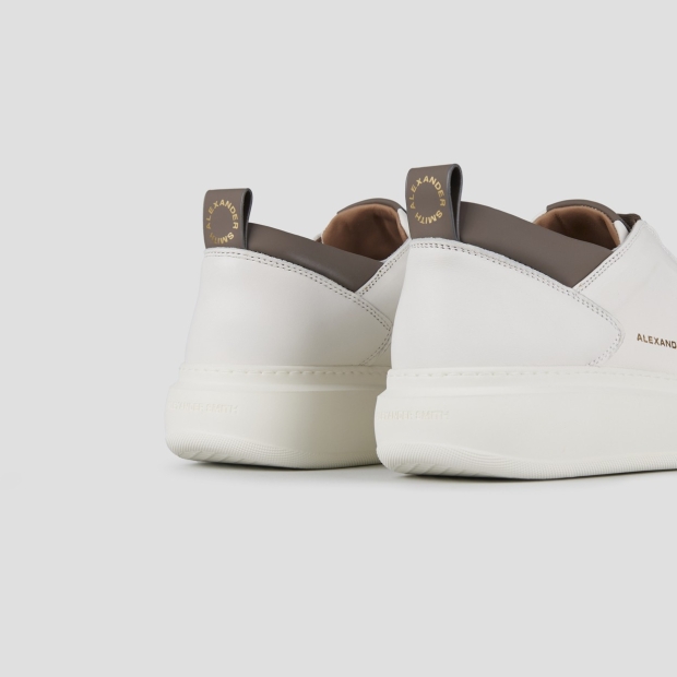 Sneakers Alexander Smith wembley man high frequency in smooth white leather and brown details - 4