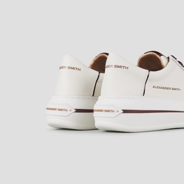 Sneakers Alexander Smith lancaster woman in white bottalato leather and bordeaux details - 4