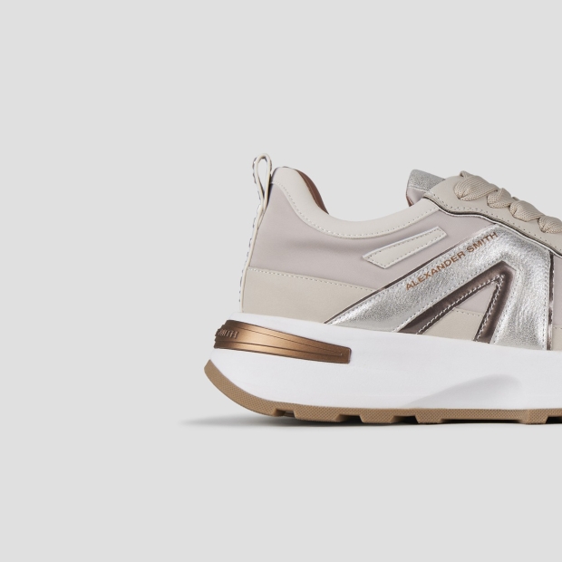 Sneakers Alexander Smith liverpool woman in ivory nylon and dusty laminated - 3