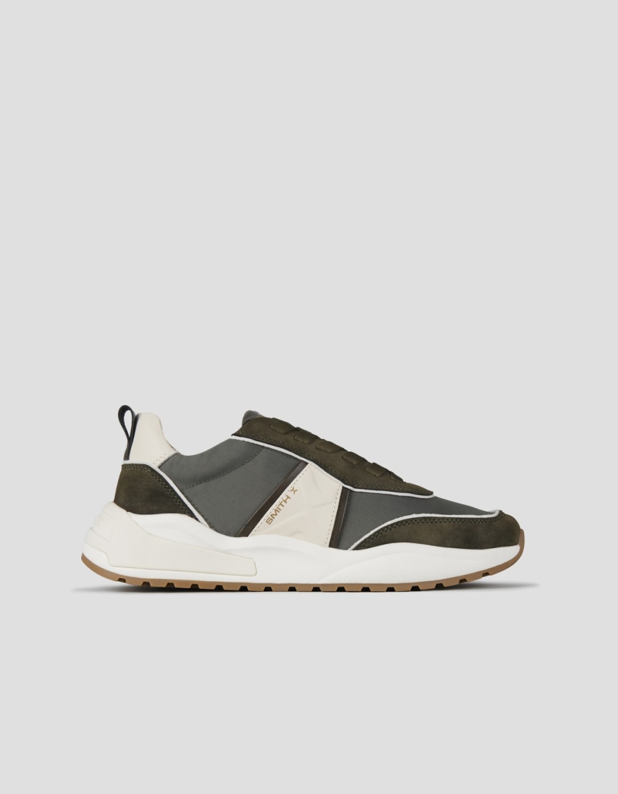 Sneakers Alexander Smith blaze man in military green suede and ripstop with white side logo - 1