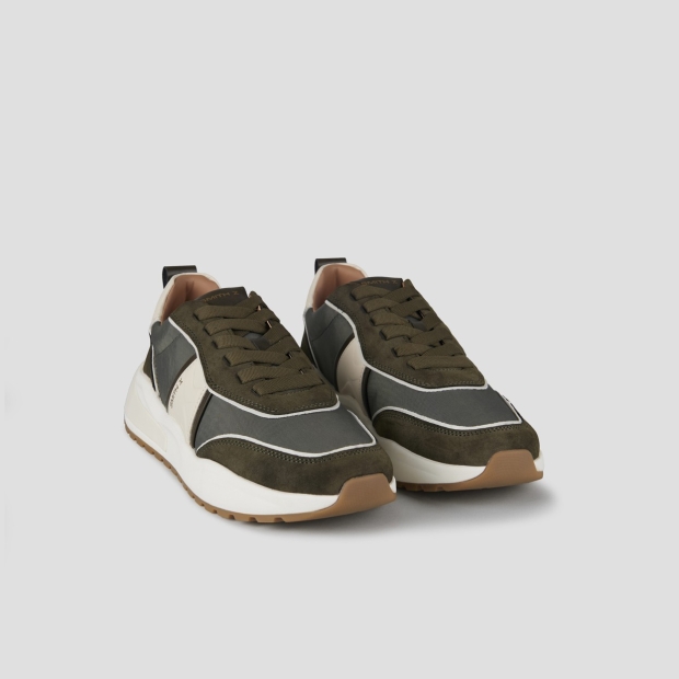 Sneakers Alexander Smith blaze man in military green suede and ripstop with white side logo - 3