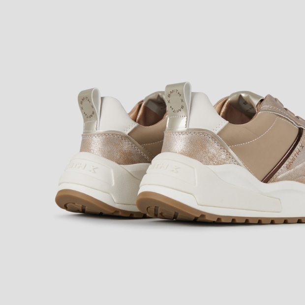 Sneakers Alexander Smith blaze woman in ivory nylon and gold laminated details - 4