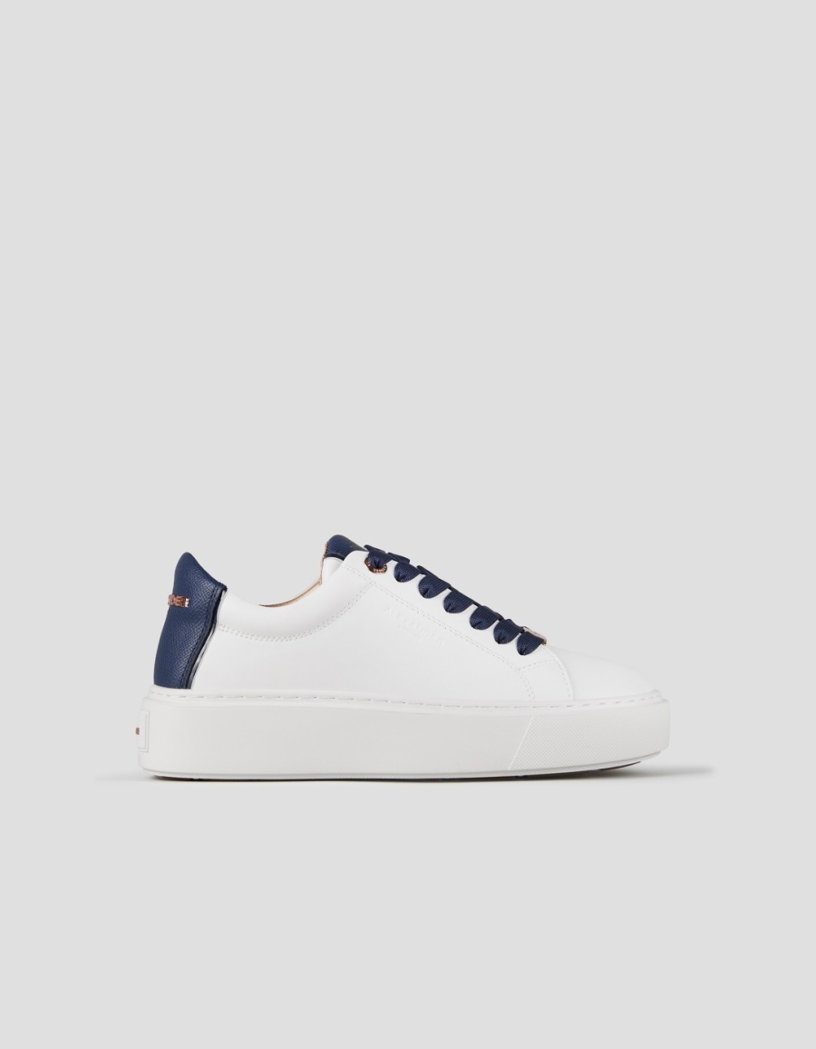 Sneakers Alexander Smith london high woman in smooth white leather and blue palmellato leather heel - 1