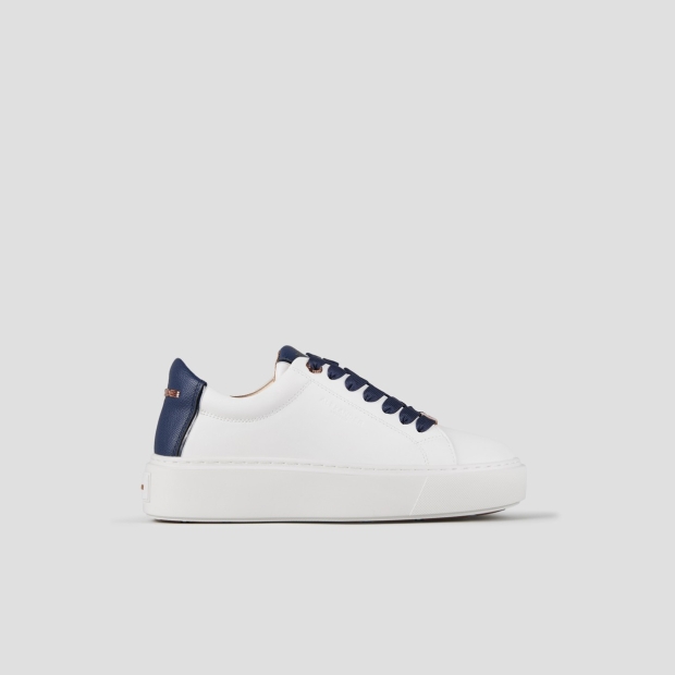 Sneakers Alexander Smith london high woman in smooth white leather and blue palmellato leather heel - 1