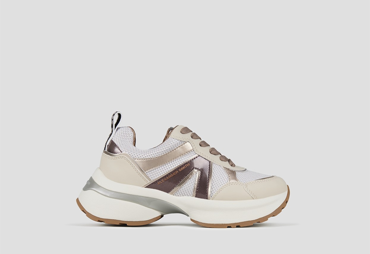 Sneakers Alexander Smith victoria woman in silver mesh with mirror details and brown side logo - 1