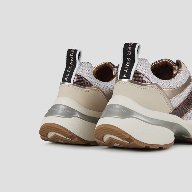 Sneakers Alexander Smith victoria woman in silver mesh with mirror details and brown side logo - 4