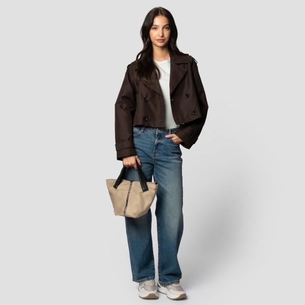 Sneakers Alexander Smith lauren small handbag with shoulder strap in beige nylon - 7