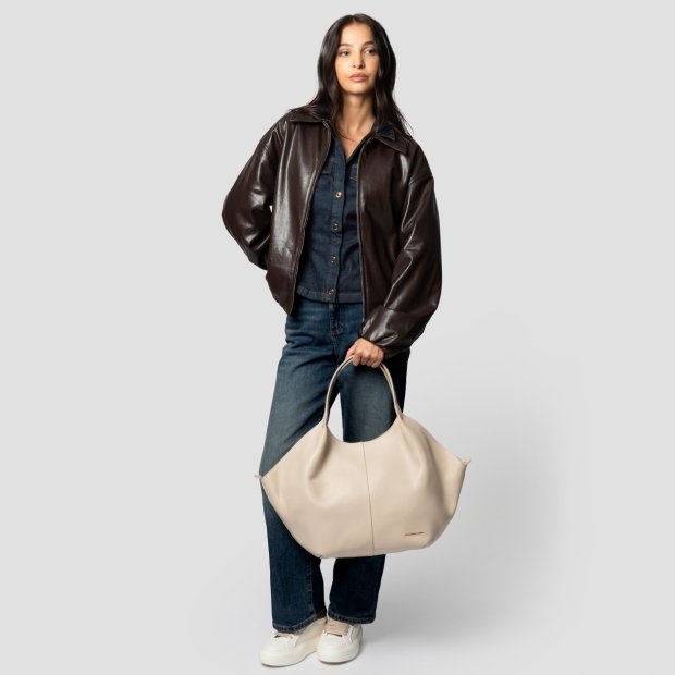 Sneakers Alexander Smith rachel large shoulder bag in dark ivory tumbled leather - 7