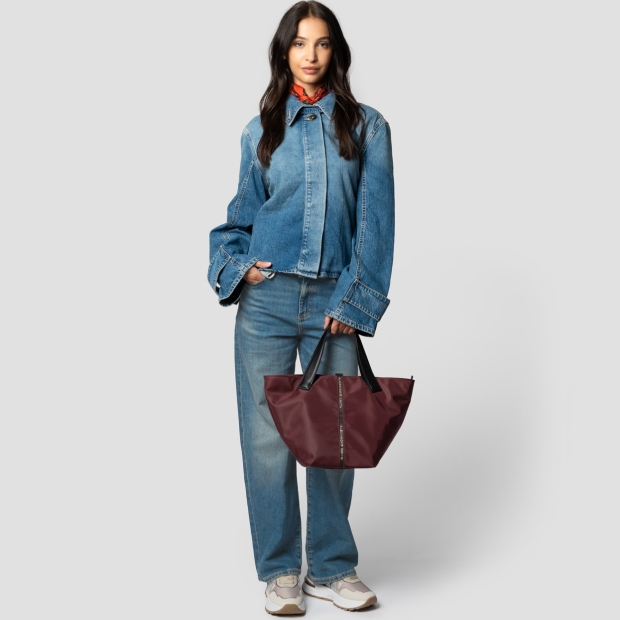 Sneakers Alexander Smith lauren medium handbag with shoulder strap in bordeaux nylon - 7