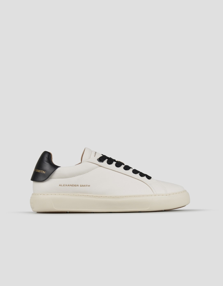 Sneakers Alexander Smith soho man in smooth white leather with black back and laces - 1