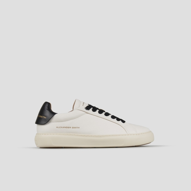 Sneakers Alexander Smith soho man in smooth white leather with black back and laces - 1