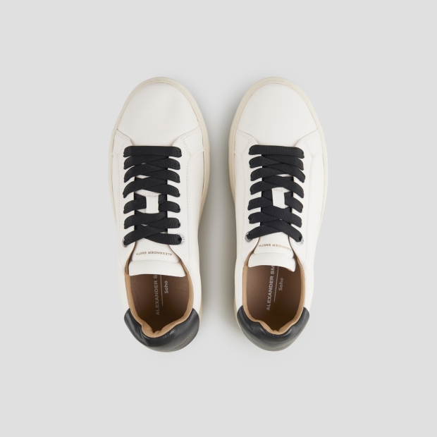 Sneakers Alexander Smith soho man in smooth white leather with black back and laces - 5