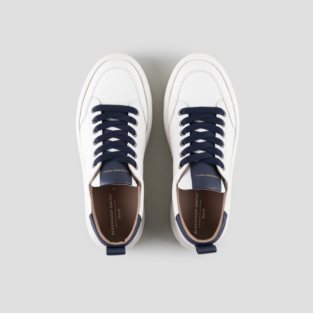Sneakers Alexander Smith bond man in white goat leather and blue details - 5