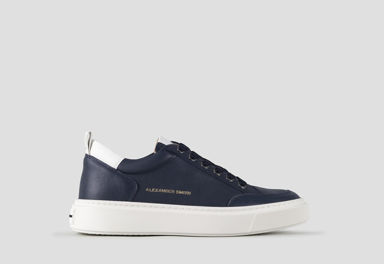 Sneakers Alexander Smith bond man in blue goat leather and white details - 1