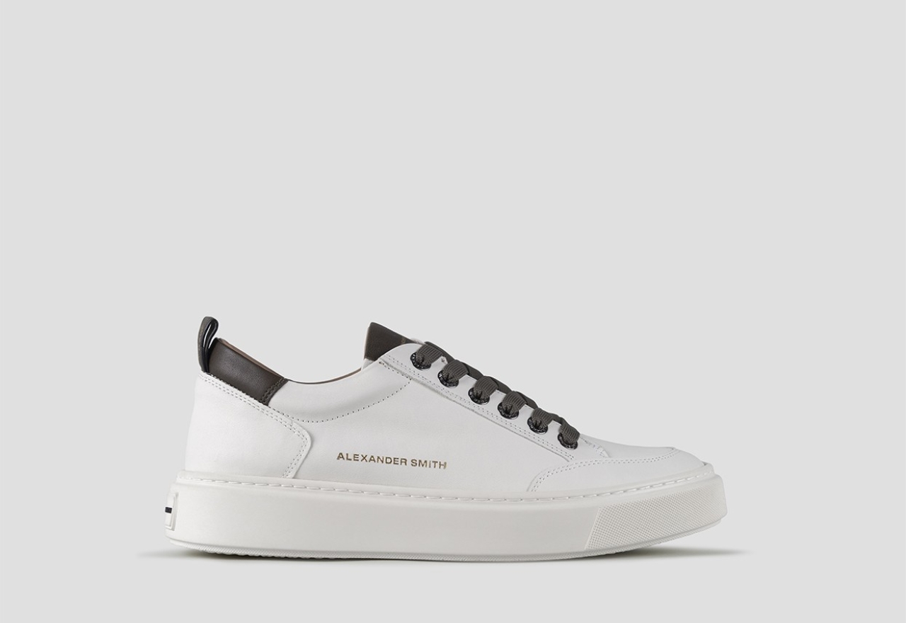 Sneakers Alexander Smith bond man in white goat leather and green details - 1