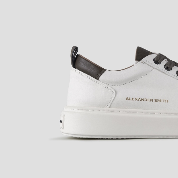 Sneakers Alexander Smith bond man in white goat leather and green details - 2