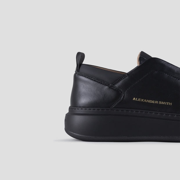 Sneakers Alexander Smith wembley slip-on man in black leather with black sole - 2