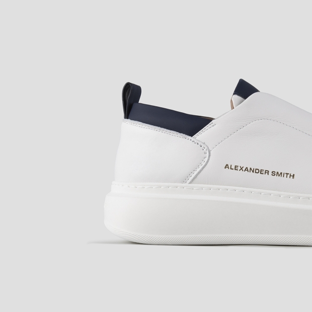 Sneakers Alexander Smith wembley slip-on man in smooth white leather with blu details - 2