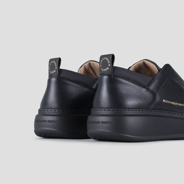 Sneakers Alexander Smith wembley slip-on man in black leather with black sole - 4